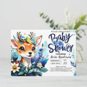 Invitation Baby shower à thème de cerfs de bois pour garçon (Debout devant)