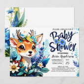 Invitation Baby shower à thème de cerfs de bois pour garçon (Devant / Derrière)