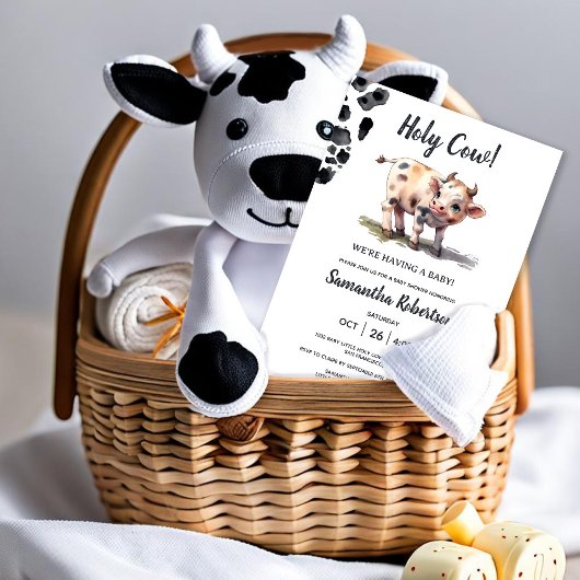 Invitation Baby shower à thème de la ferme de la vache Sainte