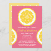 Invitation Baby shower À THÈME DE LÉMON ROSE ET JAUNE (Devant / Derrière)
