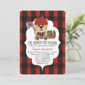 Invitation Baby shower à thème de l'ours de bûcheron (Debout devant)