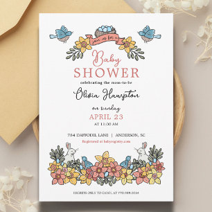 Invitation Baby shower à thème de Pâques pour les filles