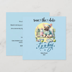 Invitation Baby shower à thème de tennis - Bleu &