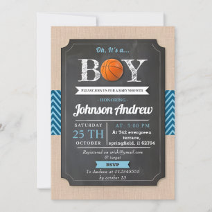 Invitation Baby shower à thème des sports bleus personnels