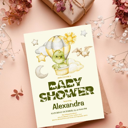 Invitation Baby shower à thème Dinosaur