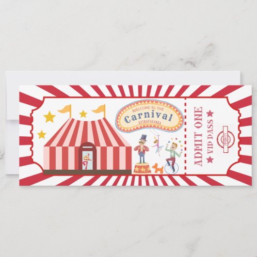 Invitation Baby shower à thème du carnaval rétro (Devant)