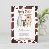 Invitation Baby shower à thème Famille de vache Whimsical Cou (Debout devant)