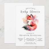 Invitation Baby shower à thème forestier tendance Fox (Devant / Derrière)