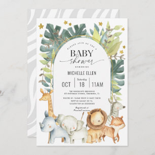 Invitation Baby shower à thème Jungle moderne Safari