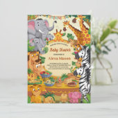 Invitation Baby shower à thème Jungle Safari (Debout devant)