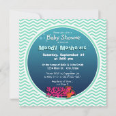 Invitation Baby shower à thème Océan ; Aqua Green Chevron (Dos)