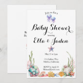 Invitation Baby shower à thème océanique (Devant / Derrière)