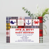 Invitation Baby shower à thème océanique - Plaid (Debout devant)