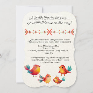 Invitation Baby shower À Thème Oiseau Mignonne Aquarelle