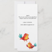 Invitation Baby shower À Thème Oiseau Mignonne Aquarelle (Dos)