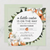 Invitation Baby shower À Thème Orange (Devant / Derrière)