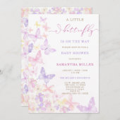 Invitation Baby shower à thème papillon (Devant / Derrière)