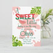 Invitation Baby shower à thème pastèque (Debout devant)