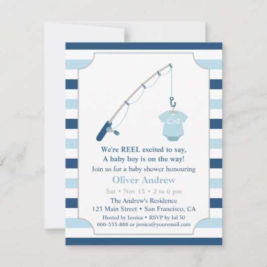 Invitation Baby shower à thème pêche moderne et mignonne (Devant)