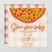 Invitation baby shower à thème pizza (Devant / Derrière)