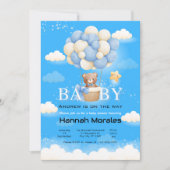 Invitation Baby shower à thème pour bébé ours (Devant)