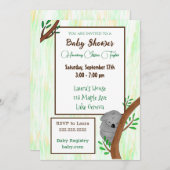 Invitation Baby shower à thème Sleepy Koala (Devant / Derrière)