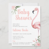 Invitation Baby shower à thème tropical du Flamant rose rose (Devant)