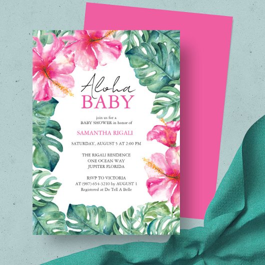 Invitation Baby shower à thème Tropical Luau