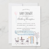 Invitation Baby shower à thème Watercolor Paris (Devant)