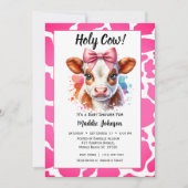 Invitation Baby shower à thème Whimsical Pink Cow Farm (Devant)