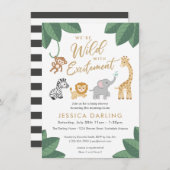Invitation Baby shower à thème Wild with Excitative Jungle (Devant / Derrière)