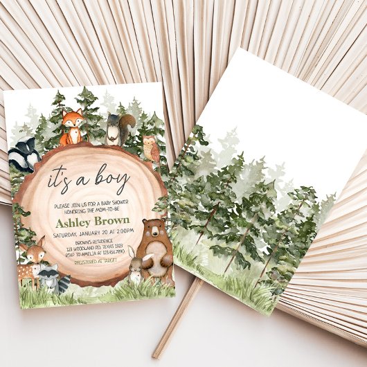 Invitation Baby shower à tranches de bois