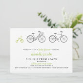 Invitation Baby shower à vélo vert (Debout devant)