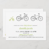 Invitation Baby shower à vélo vert (Devant / Derrière)