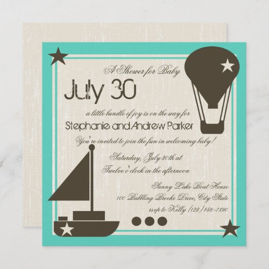 Invitation Baby shower à voiles souples (Devant / Derrière)