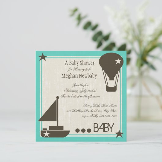 Invitation Baby shower à voiles souples (Debout devant)