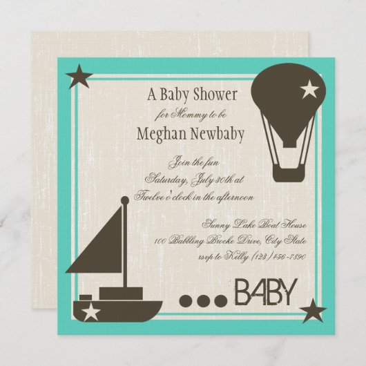 Invitation Baby shower à voiles souples (Devant / Derrière)