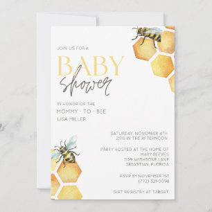 Invitation Baby Shower Abeille Bourdon