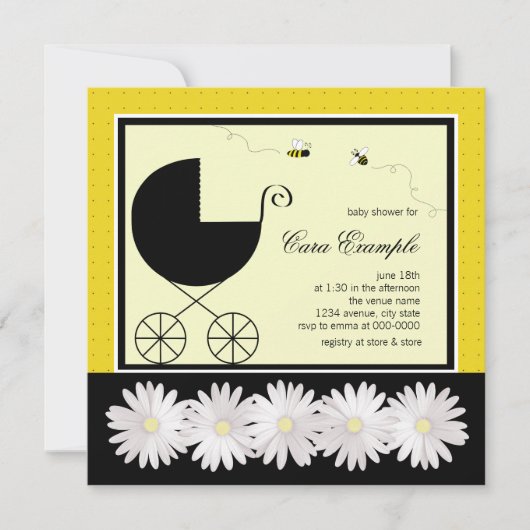 Invitation Baby Shower Abeille Bourdon (Devant)