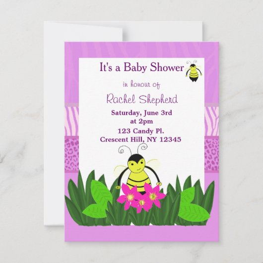 Invitation Baby Shower Abeille Bourdon (Devant)