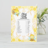 Invitation Baby shower Abeille Correspondre Le Jeu Bébé Anima (Debout devant)