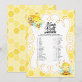 Invitation Baby shower Abeille Correspondre Le Jeu Bébé Anima (Devant / Derrière)