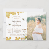 Invitation Baby shower abeille jaune et tournesol (Devant)