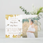 Invitation Baby shower abeille jaune et tournesol (Debout devant)