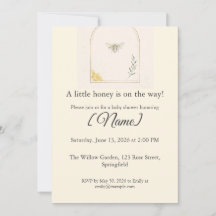 Baby Shower Abeille Miel, Modifiable