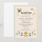 Invitation Baby Shower Abeille Mignonne (Devant / Derrière)