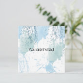 Invitation Baby shower Abstrait à aquarelle bleu (Debout devant)