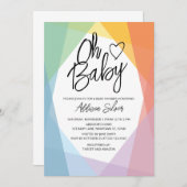 Invitation Baby shower Abstrait arc-en-ciel (Devant / Derrière)