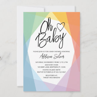 Invitation Baby shower Abstrait arc-en-ciel