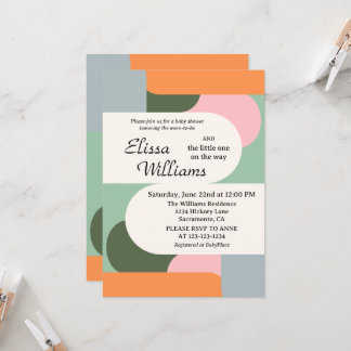 Invitation Baby shower Abstrait coloré neutre pour les femmes